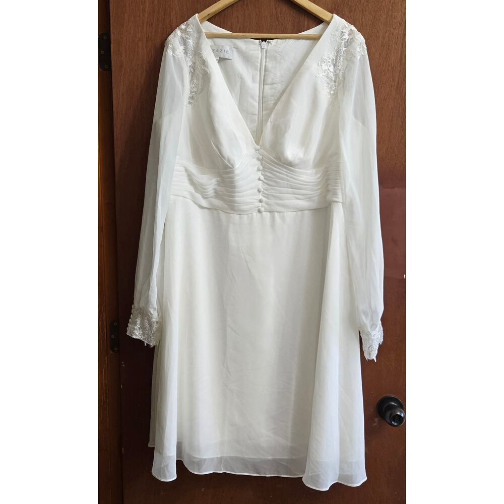 Azazie Amila White Long-Sleeve Dress - Used